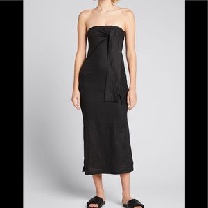 SIR Ambroise Strapless Linen Midi Dress